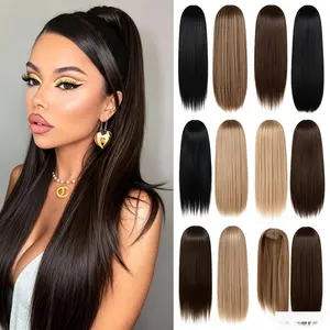 Clip in Ponytail Extension Wrap Around Long Straight Pony Tail Hair Synthetic Hairpiece Various Colors chocolate brown wig burmese curly bundles Burgundy Human lightweight breathable