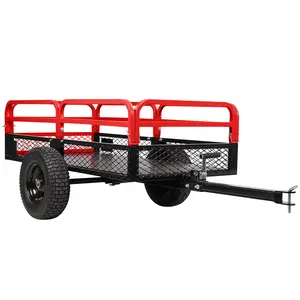 15 cubic feet heavy-duty steel ATV dump trailer with trolley, capacity 750 pounds, detachable side, dual bearings and all terrain inflatable tires, lawn mower, tractor UTV、 Multi functional trucks for courtyards and gardens