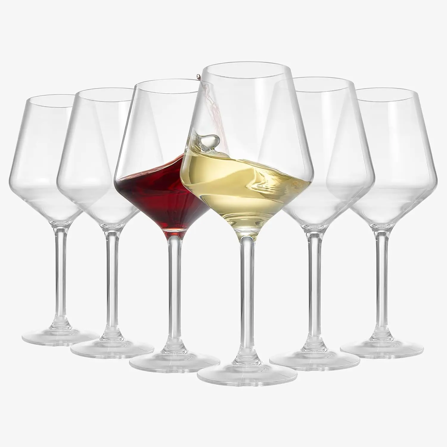 Unbreakable Stemmed Glasses, Tritan Acrylic | Set of 6 | European Style Crystal Drinkware, 18oz