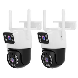 2pc ICSEE APP Wireless WiFi Security Camera System with Micro SD Support, 8MP+6MP HD Lenses, 360° Pan-Tilt Real-Time Viewing, Night Vision, Motion Detection, 2-Way Audio, Auto-Connect, for Home & Outdoor Use