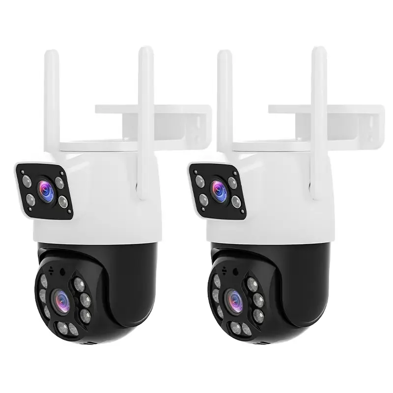 2pc ICSEE APP Wireless WiFi Security Camera System with Micro SD Support, 8MP+6MP HD Lenses, 360° Pan-Tilt Real-Time Viewing, Night Vision, Motion Detection, 2-Way Audio, Auto-Connect, for Home & Outdoor Use