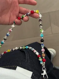 Men's Punk Style Multi-Layer Colorful Rhinestone Waist Chain, Body Chain for Pants Decoration, Casual Festival Party Wear Waistbeads