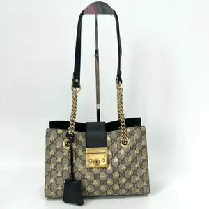 Pre-owned GUCCI Pre Loved Small Padlock Gold Bee Print Tote 26cm N23020921