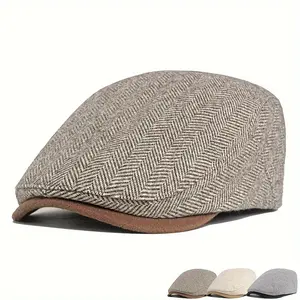 Adjustable Thick Tweed British Style Men&Apos;S News Cap, Warm Winter Beret, Casual Baseball Cap for Leisure And Outdoor Activities