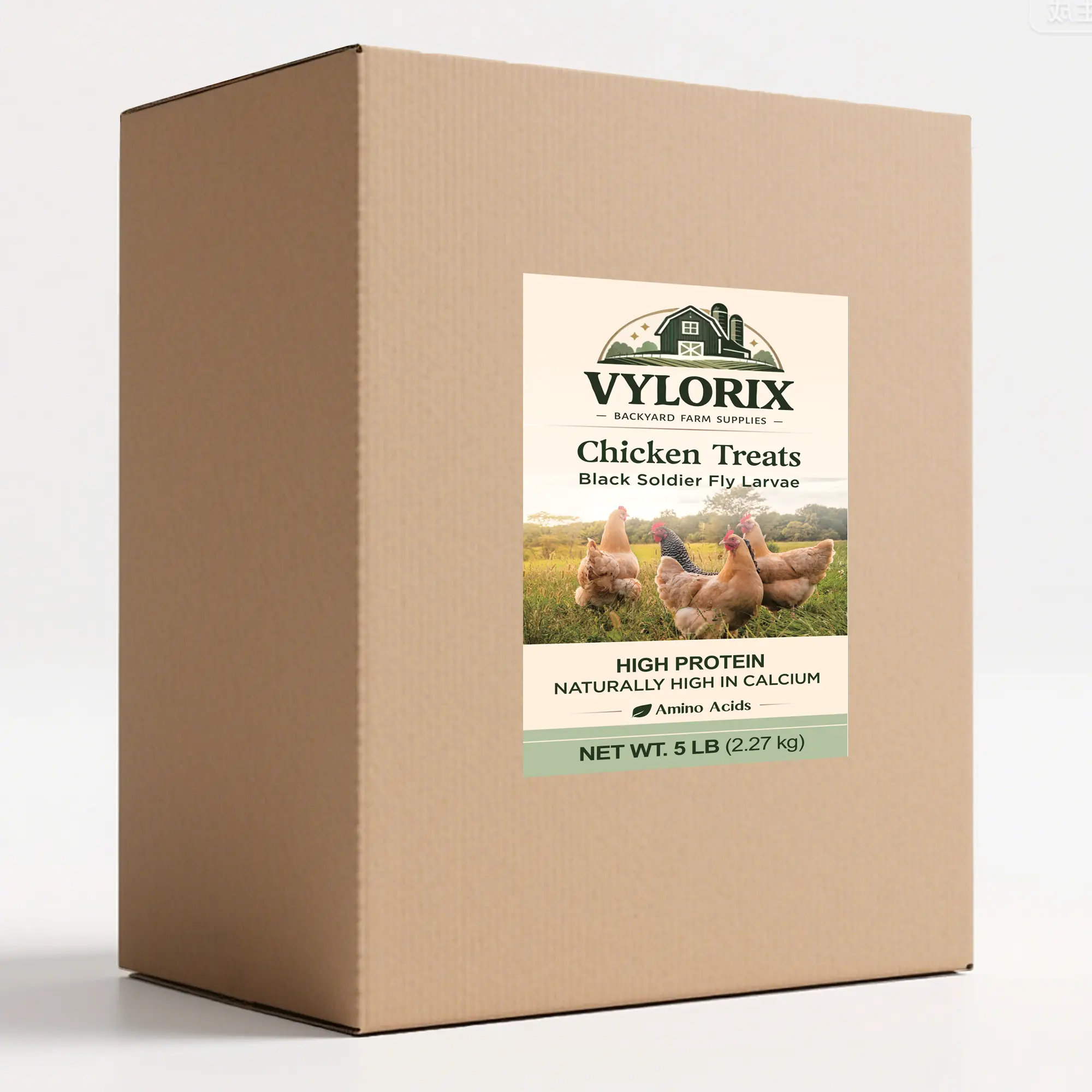 Vylorix 5LB Resealable Dried Black Soldier Fly Larvae, High-Protein Gluten-Free BSF Feed with Higher Calcium Than Mealworms, Non-GMO Natural Treats for Poultry (Birds, Ducks, Geese) & Reptiles