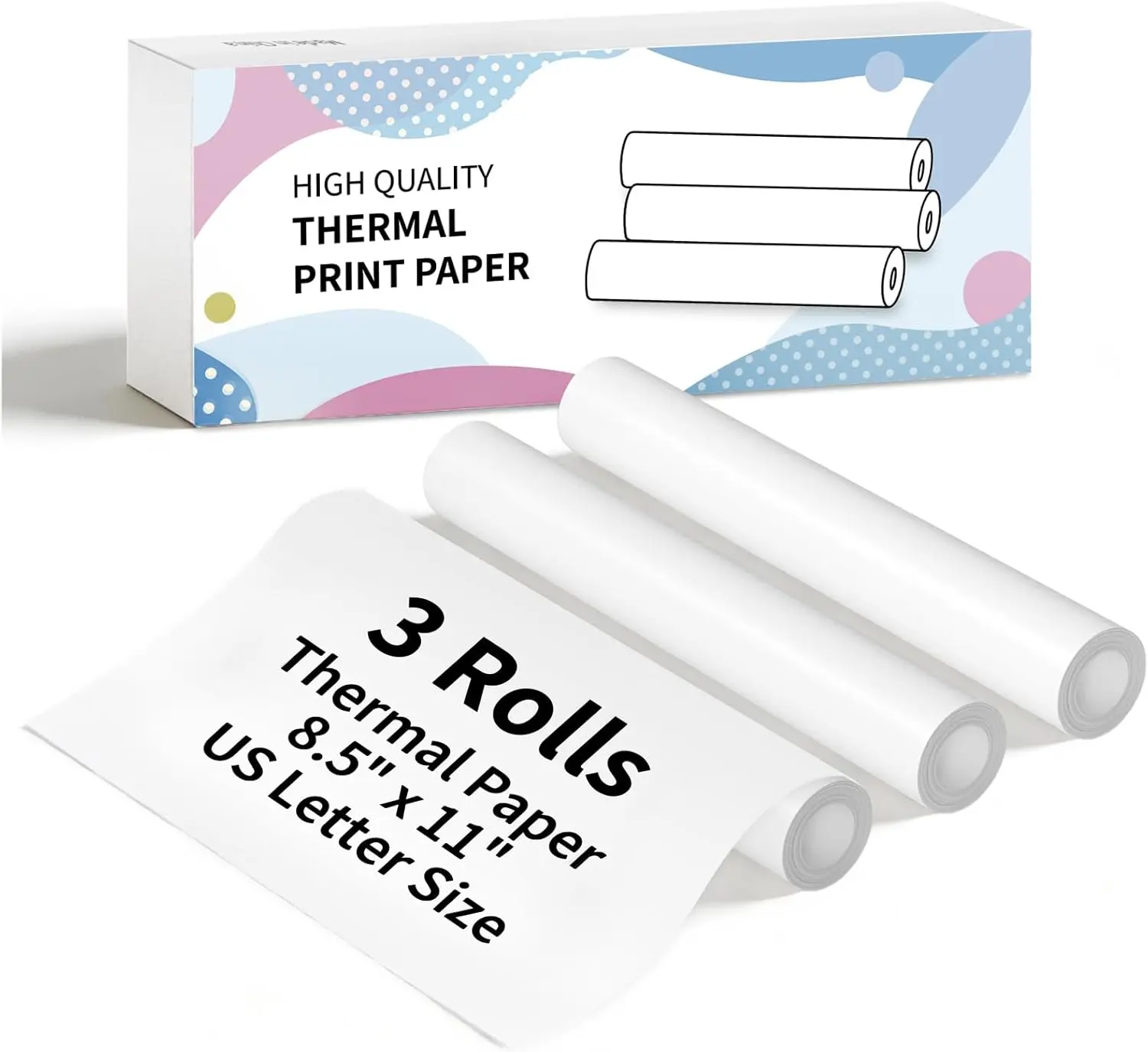3 Rolls Thermal Printer Paper 8.5"x11" US Letter Size, (210 x 297 mm) for Portable Printer, BPA free Quick-Dry Thermal Printer Paper, Compatible with N80/D80 Portable Printers campingessentials