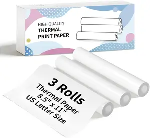 3 Rolls Thermal Printer Paper 8.5"x11" US Letter Size, (210 x 297 mm) for Portable Printer, BPA free Quick-Dry Thermal Printer Paper, Compatible with N80/D80 Portable Printers