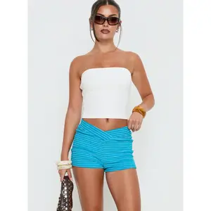 Jovian V Waist Terry Towelling Micro Shorts Blue Stripe