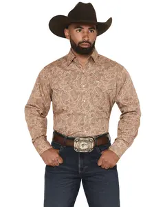 Ely Walker Men's Paisley Print Long Sleeve Pearl Snap Western Shirt - 2027125-Ka