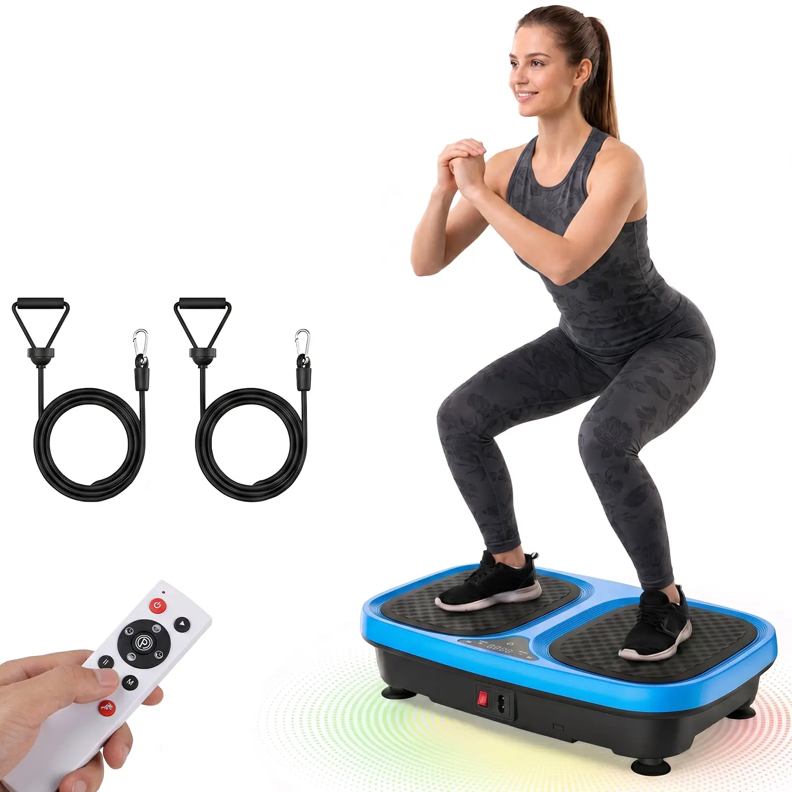 Sweetcrispy Vibration Plate Exercise Machine with Remote Control, Resistance Bands and Bluetooth Speaker, 120 Speed Levels, LED Display, Compact Vibration Platform for Home Workouts