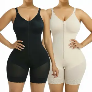 2 Piece Fajas Colombianas shapewear Tummy Control Butt Lifter Shaper with Zipper Crotch detachable shoulder strap