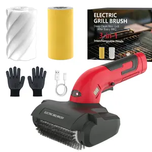 2026 Electric Grill Brush with LED Light,3-in-1 Replaceable Brush Heads, 1200 RPM Speed, Cordless & Type-C Rechargeable Grill Cleaning Tool for Outdoor BBQ, Gift for Men/Dad