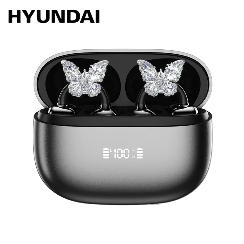 HYUNDAI Clipbuds 7 Clip-on Design Wireless Headphones, Powerful Sound Effects for Music, Dustproof & Waterproof Sports Earbuds for Running, Workout, Audio