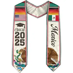 Mexican Graduation Stole Class of 2025, Mexico Graduation Stole, Mexican American Flag Graduation Sash 2025