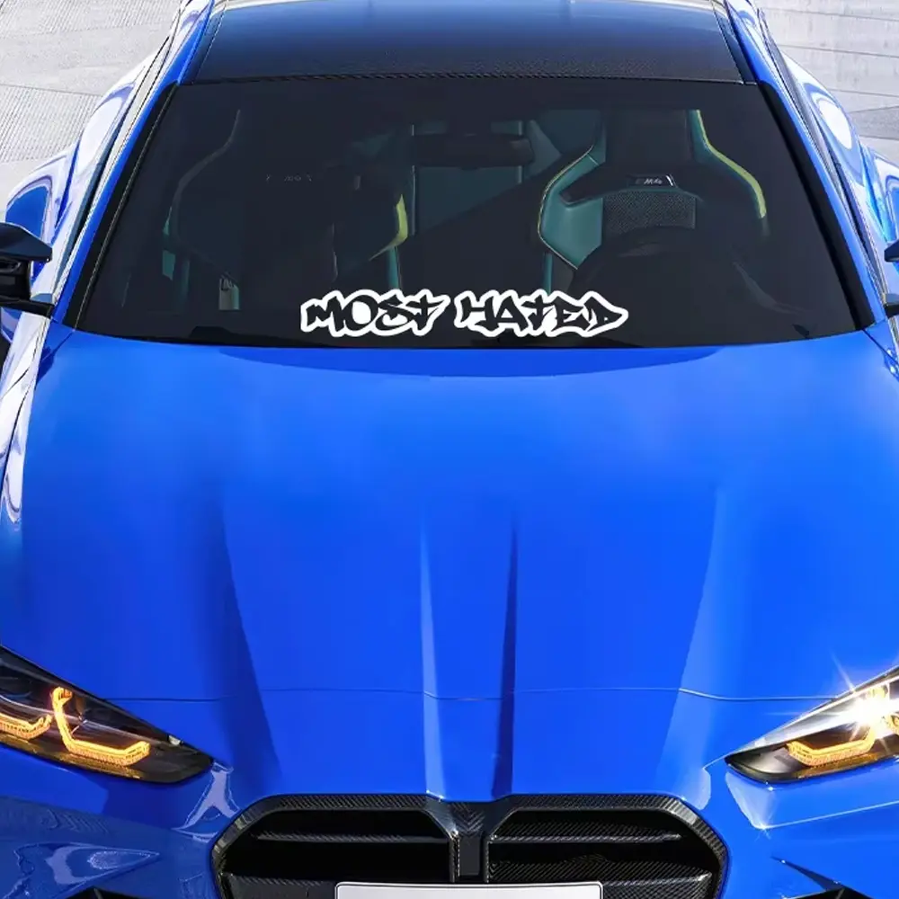40x6.5cm MOST HATED Universal Car Windshield Sticker Auto Body Front Rear Window PVC Vinyl Film Decal Car Decoration Accessories