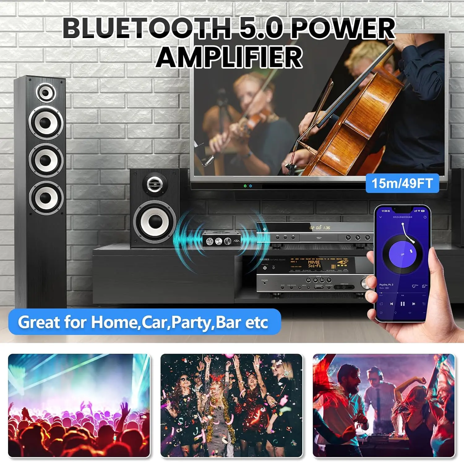 Audio Amplifier Board, ZK-1602T Bluetooth 5.0 Power Amp for Home