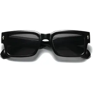 Thick Frame Square Sunglasses for Women Men Chunky Rectangle Sun Glasses Black Shades UV400 Protection