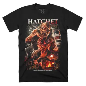 Hatchet Victor Crowley Lives T-Shirt - Menswear Top with Old School American Horror Design