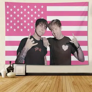 Sam and Colby American Flag Pink American Comedy Tapestry, Suitable for Decorating College Dormitories, Indoor and Outdoor Parties