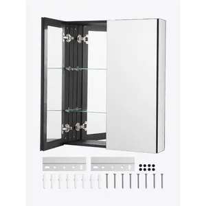 VEVOR Medicine Cabinet, 25.5x 40 inch, Medicine Cabinet for Bathroom with Mirror, Aluminum Frame Bathroom Wall Cabinet, 4-layer Adjustable Shelves, Recessed Wall-mounted InstallationVEVOR Super Brand Day