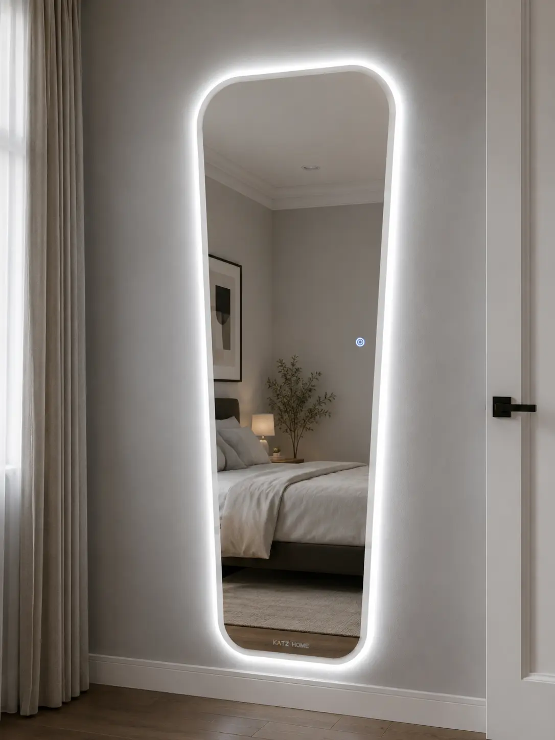 Irregular Shape Full Length Mirror, 5mm Tempered Glass LED Full Body Mirror with 3 Color Lighting & Adjustable Brightness, Touch Control Wall Mounted Mirror for Bedroom, Closet, Dressing Area, Entryway, Modern Home Decor