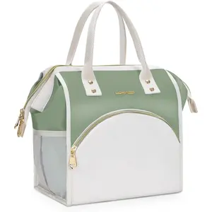 lunch bag LOKASS Lunch Bag  Insulated Lunch Box, Wide-Open Lunch Tote Bag Leak-proof Cooler Bag for Work Picnic-（Olive Green）