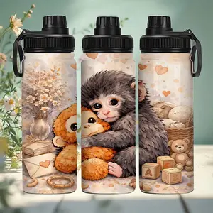 1pc 20oz Healing Series Baby Monkey Hugging Toy Stainless Steel Sports Water Bottle - Double-layer insulation, leak-proof lid, reusable, suitable for all seasons, a gift for parents and friends, also suitable for outdoor camping use