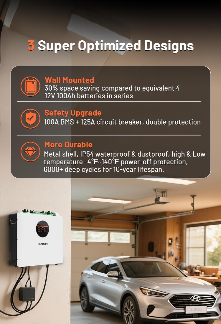 【Flash sale】【2PACK】Humsienk 48V 100Ah Wall-mounted LiFePO4 Bluetooth Battery, Built in 100A BMS & LCD Touchscreen(Indicator), Grade A Cells & 6000+ Deep Cycles for Off-Grid, Solar System, Home Backup