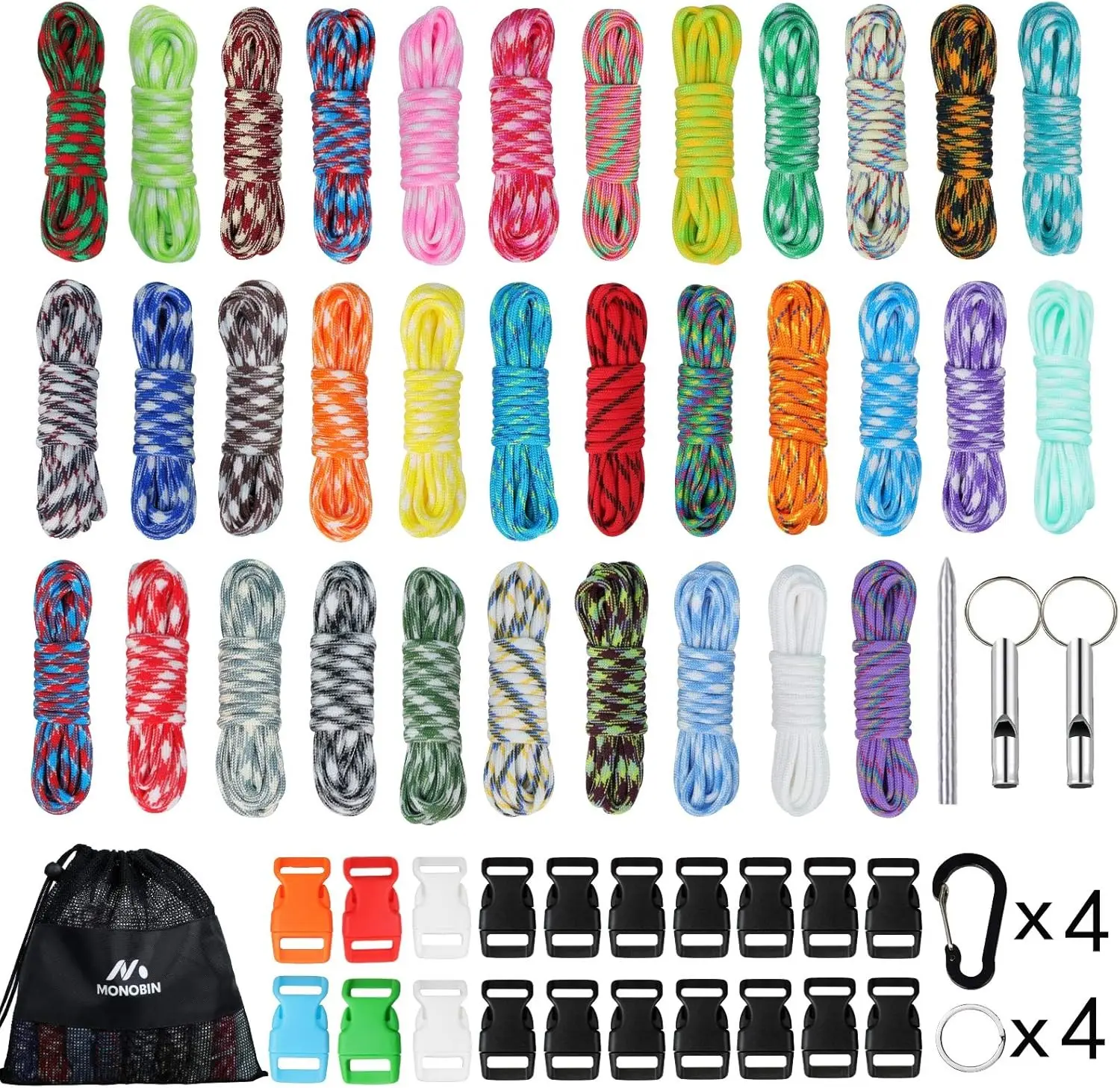 Paracord Combo Kits - 550 Type III Parachute Cord - Bracelet Crafting Kits, Survival Rope Making lanyards,Dog Collar,Bracelet