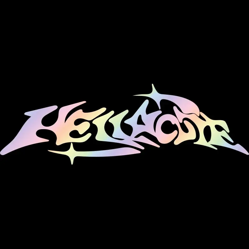 1PC Street Sweet-Cool Dark Style Logo Sticker, Decal, Motorcycle Decoration, Stick on backpacks or motorcycle bodies, macaron holographic HELLACUTE decor with sweet-cool vibe