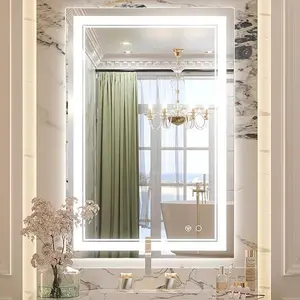 24 ” x 36 ” Lighted Mirror for Bathroom Wall, LED Mirror with Frontlit & Backlit, Bathroom Mirror with Lights, Dimmable 3-Color Lights, HD Tempered Glass, UL-Listed LED Driver LED Mirror for Bathroom, 36 x 24 Inch, Wall Mounted, Dimmable, Anti-Fog, IP54 W