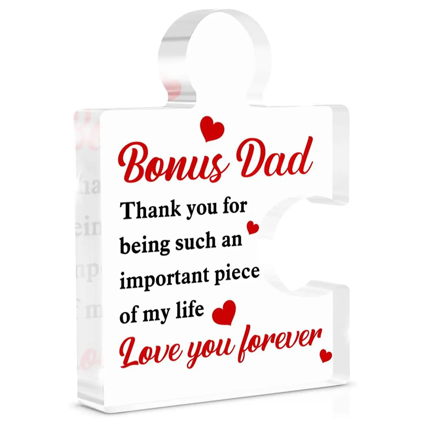 Bonus Dad Gifts from Daughter Son, Gifts for Bonus Dad Step Father Birthday Christmas Fathers Day, Stepdad Acrylic Puzzle Piece Plaque Home Decor, Acrylic Plaque Sign Signage