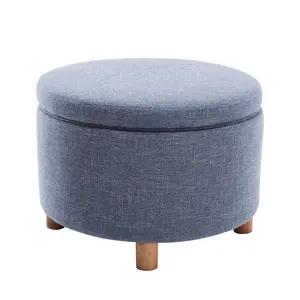 Peyton 24" Large Round Storage Ottoman with Lift-Off Lid, Upholstered Accent Ottoman for Living Room, Bedroom & Entryway, Extra Seating and Hidden Storage