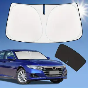 Foldable Car Sun Shade - Dual-Layer Titanium Silver Reflective Protector, Fits Sedans Portable Fold System