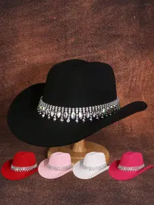 1PCS  Shimmering Rhinestone Cowboy Hat for Women, Lightweight Glittery Rhinestone Belt Cowboy Hat, Unique Wedding Party Outdoor Adventure Design