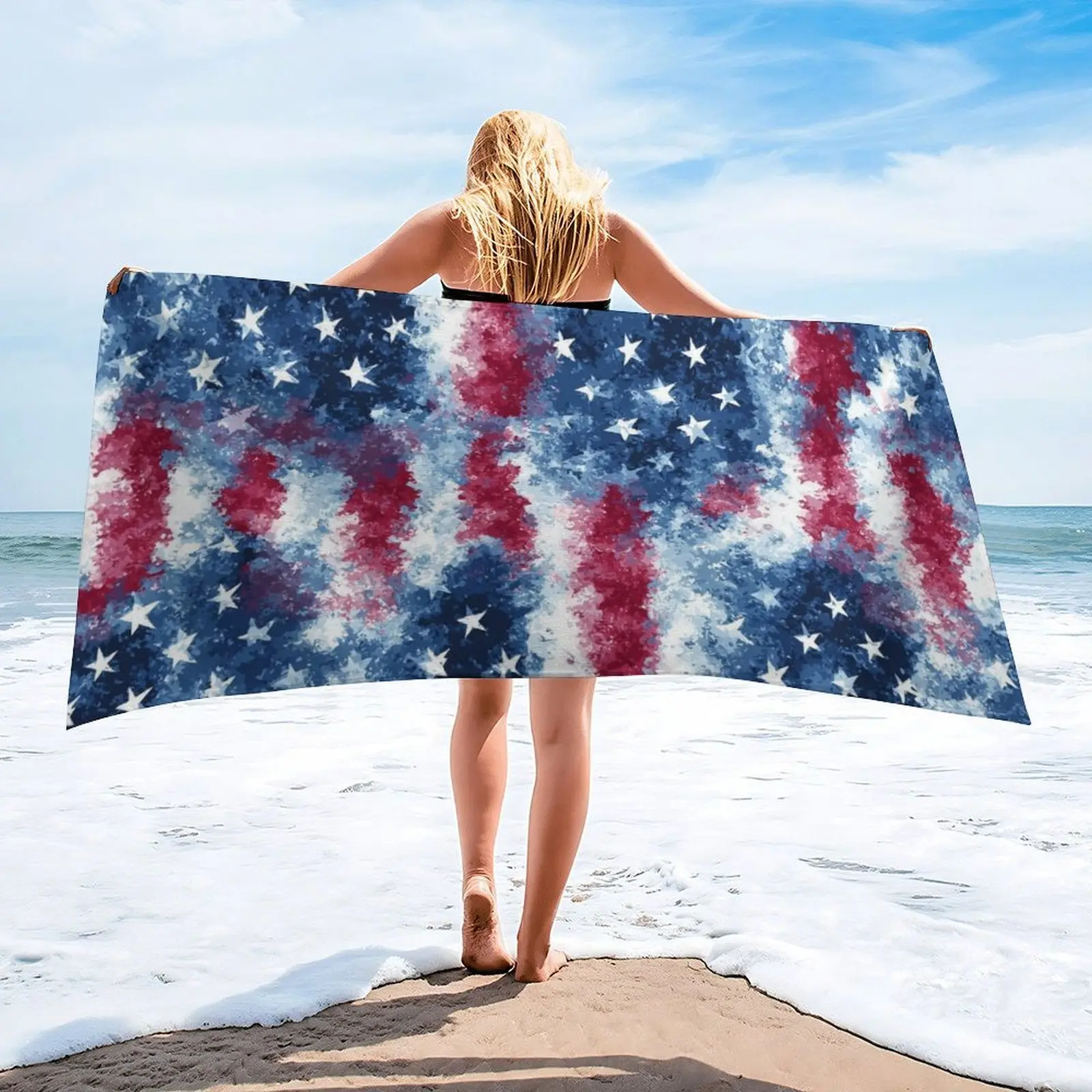 Oversized Artistic Beach Towel - 156cm x 77cm Premium Double-Faced Pile Bath Towel - Quick-Dry & Absorbent Sand-Free Travel Towel for Swimming, Pool, Camping & Sunbathing