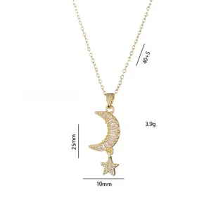 Gold and Silver Moonlight Star-shaped Zircon Actress Necklace Elegant Simple Fashion Chain