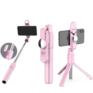 Portable Phone Selfie Stick Tripod with Wireless Remote, Fill Light & Mirror, Compact & Retractable Tripod for Photograph, Selfie, Video Recording