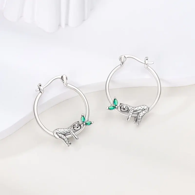 925 Sterling Silver Earrings Women Sloth Hoop Earring For Anniversary Wedding Jewelry Gifts