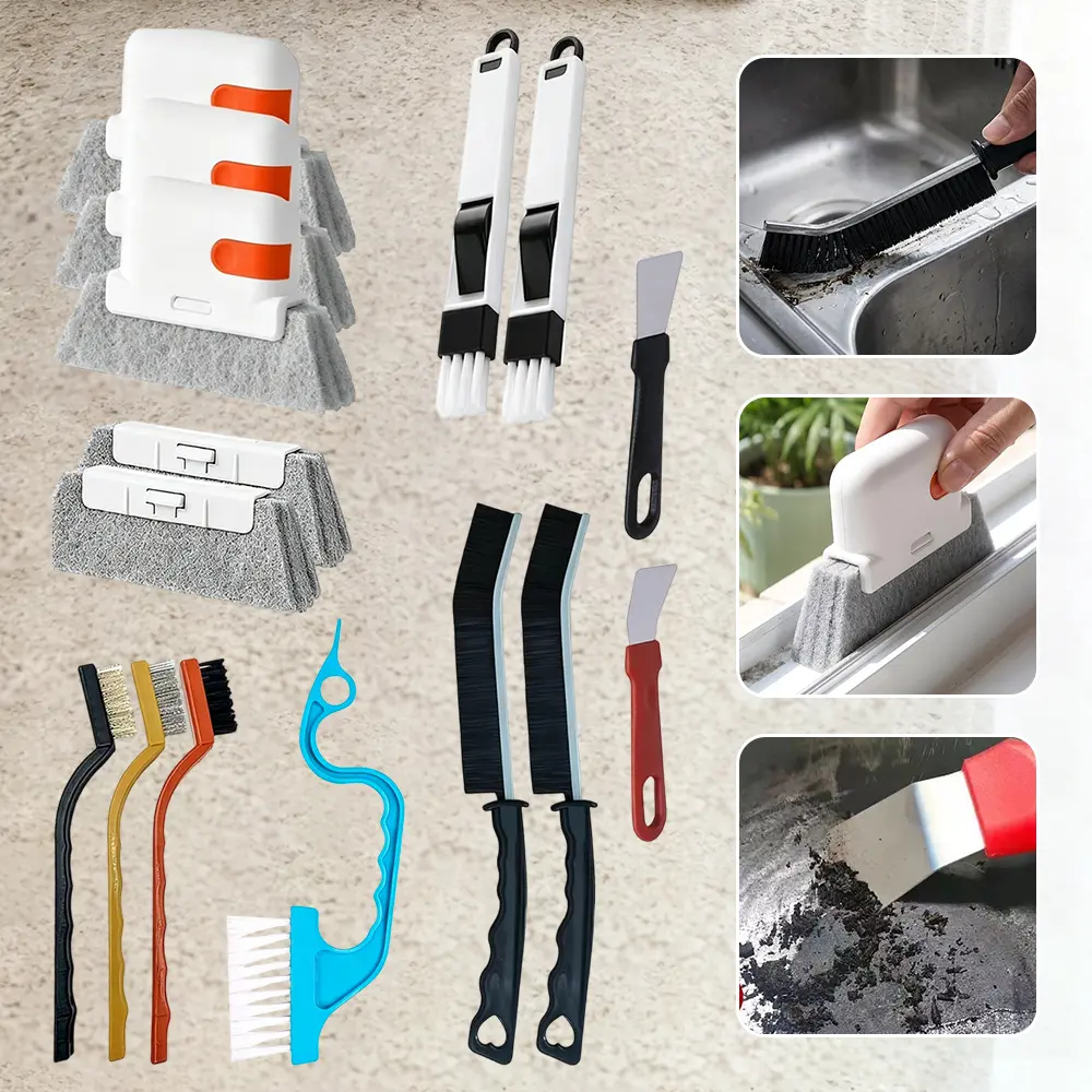 Window Track Cleaner Tools Set - 15 Pcs Window Groove Cleaning Brush Kit, Crevice Cleaning Brush for Sliding Door, Shutter, Sill, Tile Lines, Sink tiktokshopbacktoschool