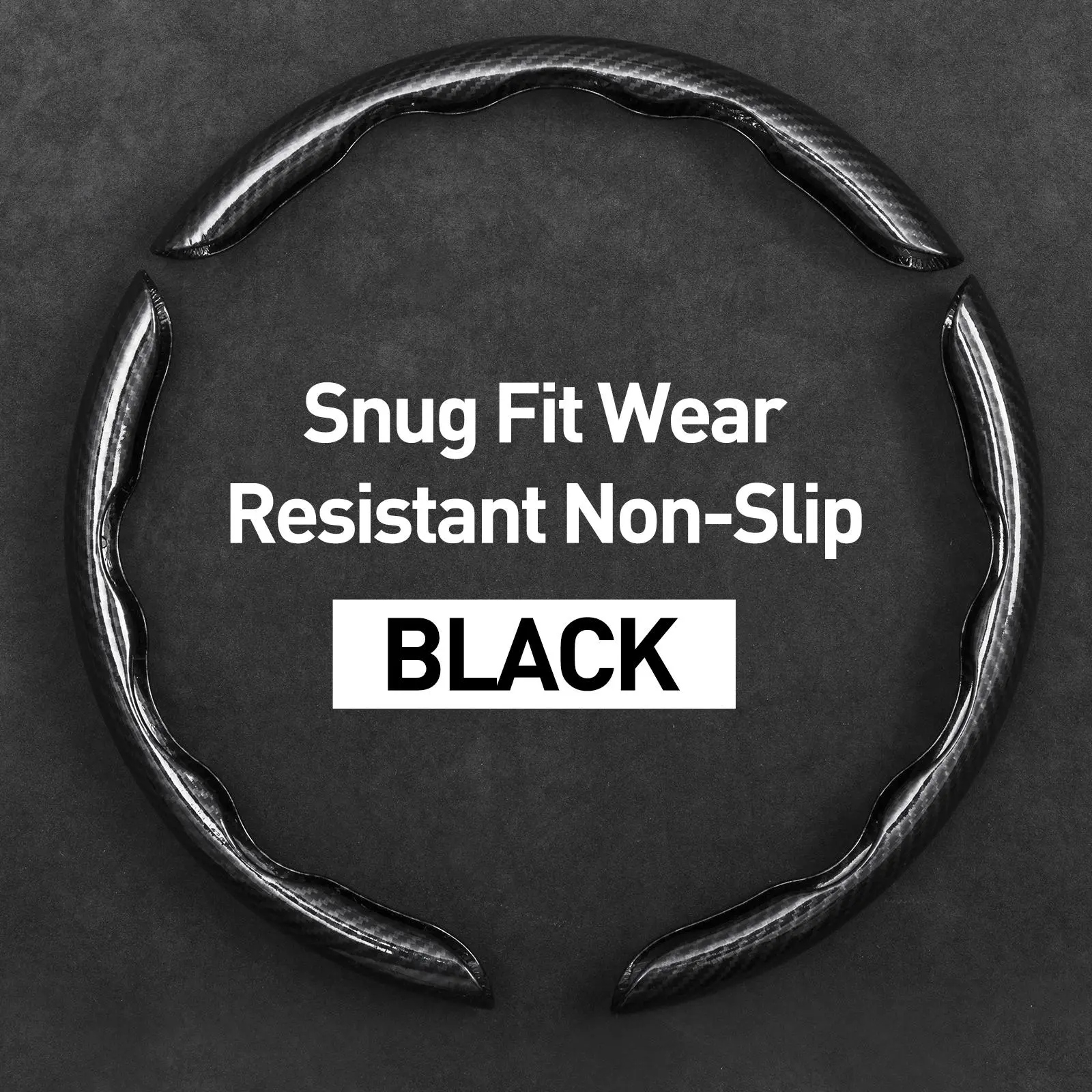 Carbon Fiber Car Steering Wheel Cover, Anti-Skid & Scratch-Proof,Segmented, Butterfly Thin Steering Wheel Cover Men/Women Universal Fit 15" Wheel Covers for Cars/Truck/SUV