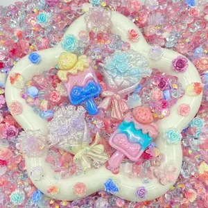 Ice Cream Romance - Nail Art & Resin Rose Charm Mix with Rhinestones, for DIY Nail Design, Resin Crafts & Deco Projects