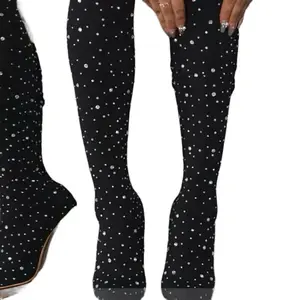 Boots Women's Black Tights with Sparkly Design and Heel - Girl