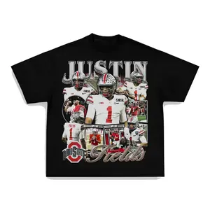 [ 🎉 Sale Up To 50%] JUSTIN FIELDS - OSU TEE Print Short Sleeve T-Shirt Menswear Top Crewneck Underwear Tshirt Streetwear Man Tropical Shortsleeve Round Neck halloween t-shirt