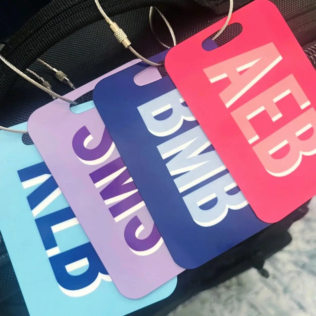 Personalized Shadow Monogram Name Plastic Luggage Tag, Double-Sided Bag Tag, Travel Accessory