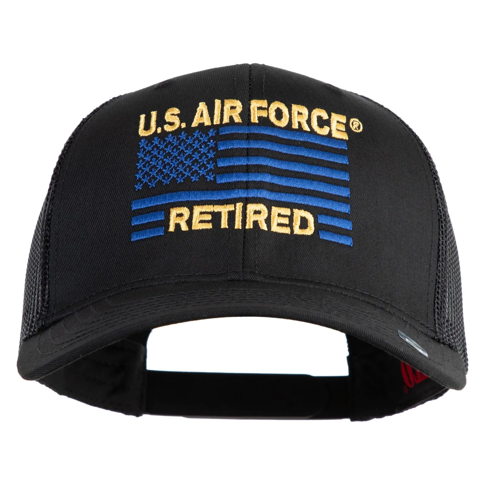 US Air Force Retired Flag Embroidered Cotton Twill Mesh Cap