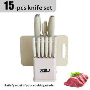 15 Pcs Kitchen Knife Set with Block SelfSharpening,Dishwasher Safe, 6 Steak Knives, Antislip handle,Sharp Knife Set with Universal Knife BlockAnti-Rust Kitchen Knife set Holder Stylish