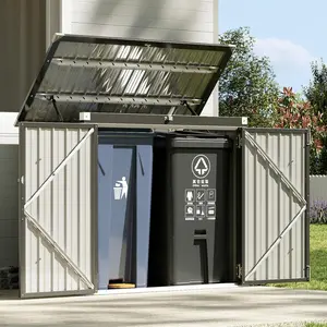 Aoxun Premium Outdoor Storage Shed Material Upgraded Version Metal Trash Can Storage with Chain Lid Waterproof Outdoor Garbage Can Organizer, Ideal for 2 Trash Bins, Generator, Garden Tools (Black) tiktokshopspringglowup