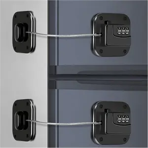 2 Pack Refrigerator Lock with Combination - Fridge Lock Child Proof Cabinet Locks with Adhesive for Freezer, Cabinets, Closet, Drawers, Keyless, Black