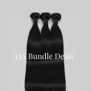 Virgin Luxe Trio 100% Virgin Straight Hair 3 Bundle Deal Natural Black 1B Silky Straight Texture Full from Root to Tip Minimal Shedding and Tangling